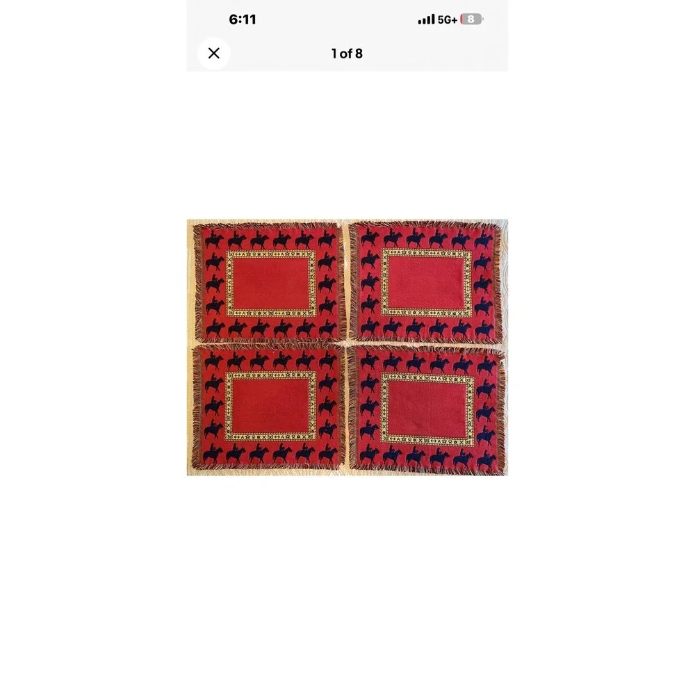 4 The Rug Barn Woven Tapestry Placemats Cowboys Horses Western Reversible